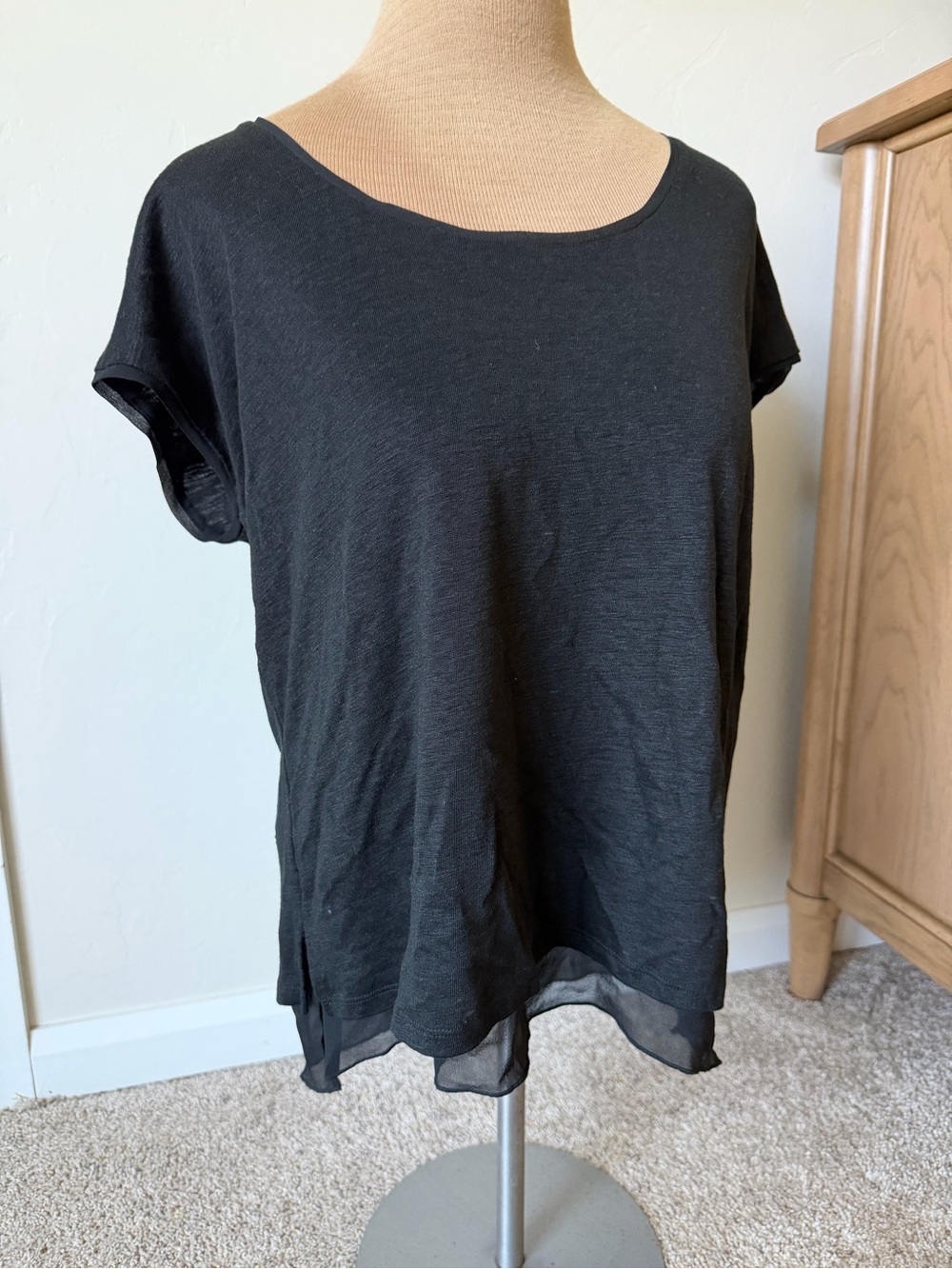 Vince Black Linen Silk Top Small
